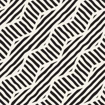 Vector seamless hand drawn pattern. Zigzag and stripe rough lines. Tribal d.. イラスト素材