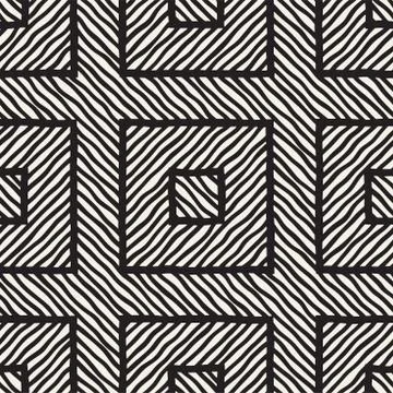 Vector seamless hand drawn pattern. Zigzag and stripe rough lines. Tribal d.. 스톡 일러스트