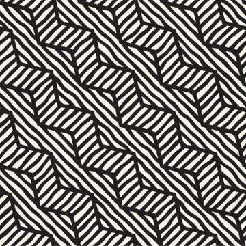 Vector seamless hand drawn pattern. Zigzag and stripe rough lines. Tribal d.. Illustrazione stock