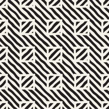 Vector seamless hand drawn pattern. Zigzag and stripe rough lines. Tribal d.. Stock Illustration