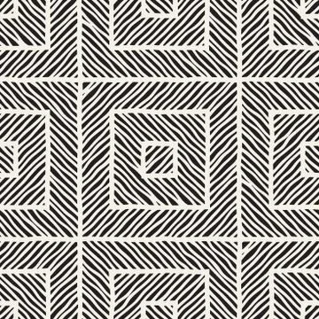 Vector seamless hand drawn pattern. Zigzag and stripe rough lines. Tribal d.. Stock Illustration