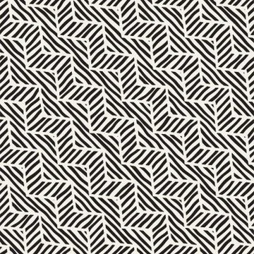 Vector seamless hand drawn pattern. Zigzag and stripe rough lines. Tribal d.. Stock Illustration