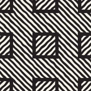 Vector seamless hand drawn pattern. Zigzag and stripe rough lines. Tribal d.. 스톡 일러스트