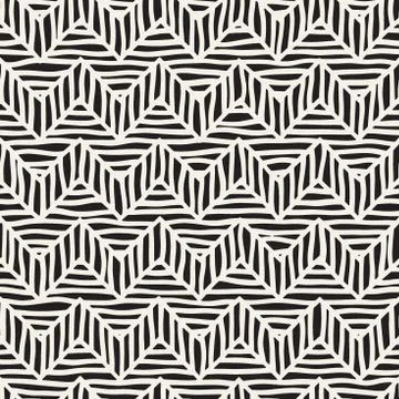 Vector seamless hand drawn pattern. Zigzag and stripe rough lines. Tribal des Stock Illustration