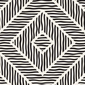 Vector seamless hand drawn pattern. Zigzag and stripe rough lines. Tribal des 스톡 일러스트