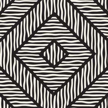 Vector seamless hand drawn pattern. Zigzag and stripe rough lines. Tribal des 스톡 일러스트
