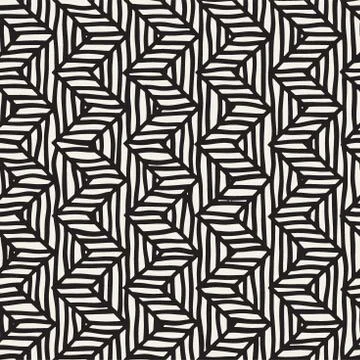 Vector seamless hand drawn pattern. Zigzag and stripe rough lines. Tribal des イラスト素材