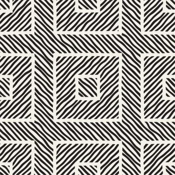 Vector seamless hand drawn pattern. Zigzag and stripe rough lines. Tribal des Illustrazione stock