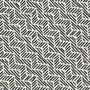 Vector seamless hand drawn pattern. Zigzag and stripe rough lines. Tribal des Illustrazione stock
