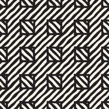 Vector seamless hand drawn pattern. Zigzag and stripe rough lines. Tribal des イラスト素材