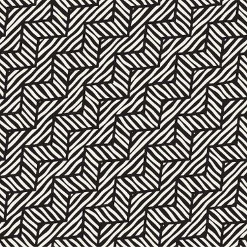 Vector seamless hand drawn pattern. Zigzag and stripe rough lines. Tribal des Illustrazione stock