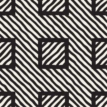 Vector seamless hand drawn pattern. Zigzag and stripe rough lines. Tribal des 스톡 일러스트