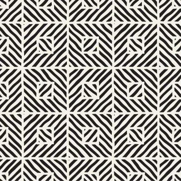 Vector seamless hand drawn pattern. Zigzag and stripe rough lines. Tribal des Stock Illustration