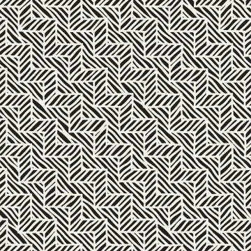 Vector seamless hand drawn pattern. Zigzag and stripe rough lines. Tribal des 스톡 일러스트