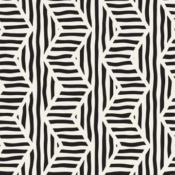 Vector seamless hand drawn pattern. Zigzag and stripe rough lines. Tribal des Illustrazione stock
