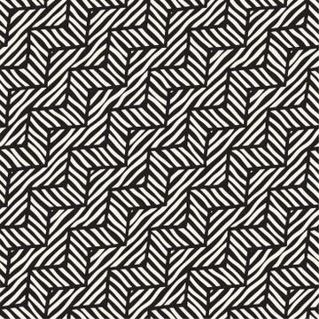 Vector seamless hand drawn pattern. Zigzag and stripe rough lines. Tribal des 스톡 일러스트