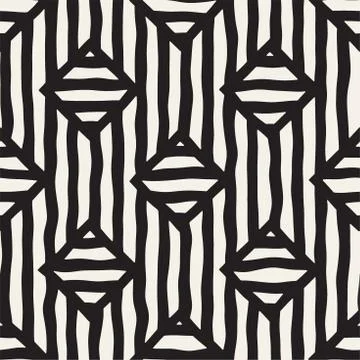 Vector seamless hand drawn pattern. Zigzag and stripe rough lines. Tribal des Stock Illustration