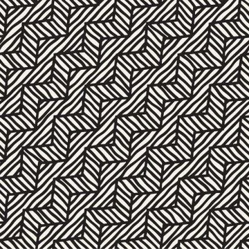 Vector seamless hand drawn pattern. Zigzag and stripe rough lines. Tribal des 스톡 일러스트