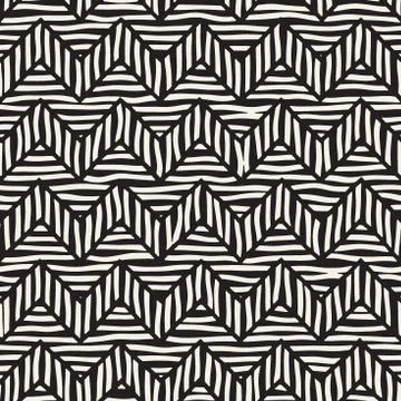 Vector seamless hand drawn pattern. Zigzag and stripe rough lines. Tribal des Illustrazione stock