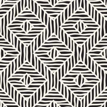 Vector seamless hand drawn pattern. Zigzag and stripe rough lines. Tribal des Stock Illustration