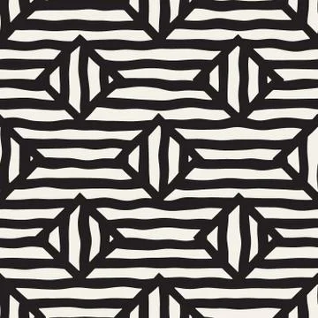 Vector seamless hand drawn pattern. Zigzag and stripe rough lines. Tribal des イラスト素材