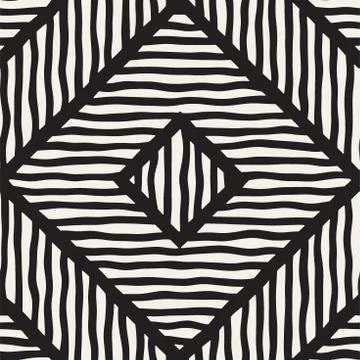 Vector seamless hand drawn pattern. Zigzag and stripe rough lines. Tribal des Stock Illustration