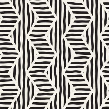 Vector seamless hand drawn pattern. Zigzag and stripe rough lines. Tribal des Stock Illustration