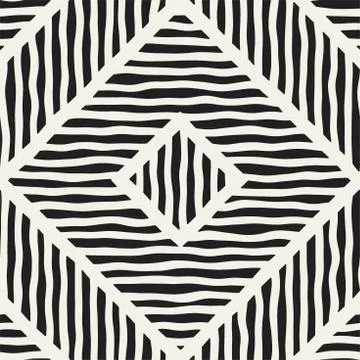 Vector seamless hand drawn pattern. Zigzag and stripe rough lines. Tribal des Illustrazione stock