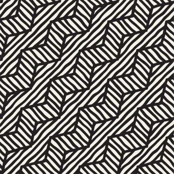 Vector seamless hand drawn pattern. Zigzag and stripe rough lines. Tribal des Illustrazione stock