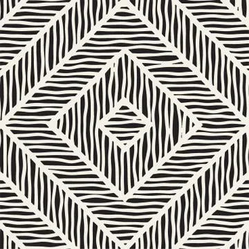 Vector seamless hand drawn pattern. Zigzag and stripe rough lines. Tribal des 스톡 일러스트