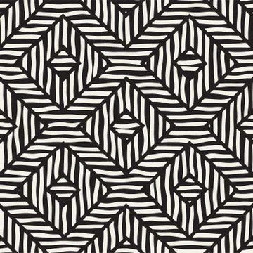 Vector seamless hand drawn pattern. Zigzag and stripe rough lines. Tribal des 스톡 일러스트