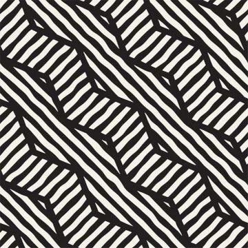 Vector seamless hand drawn pattern. Zigzag and stripe rough lines. Tribal des イラスト素材