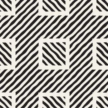 Vector seamless hand drawn pattern. Zigzag and stripe rough lines. Tribal des Stock Illustration