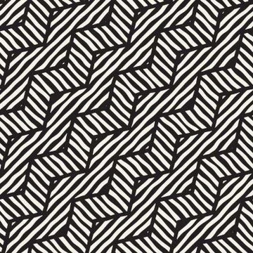 Vector seamless hand drawn pattern. Zigzag and stripe rough lines. Tribal des Stock Illustration