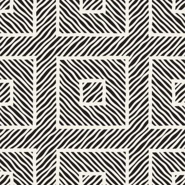 Vector seamless hand drawn pattern. Zigzag and stripe rough lines. Tribal des Stock Illustration