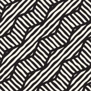 Vector seamless hand drawn pattern. Zigzag and stripe rough lines. Tribal des Illustrazione stock