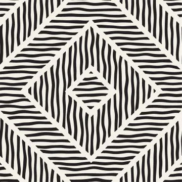Vector seamless hand drawn pattern. Zigzag and stripe rough lines. Tribal des 스톡 일러스트