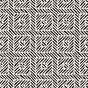 Vector seamless hand drawn pattern. Zigzag and stripe rough lines. Tribal des Stock Illustration