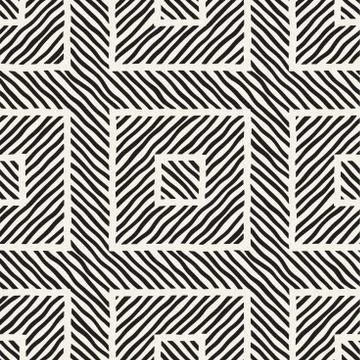 Vector seamless hand drawn pattern. Zigzag and stripe rough lines. Tribal des Stock Illustration