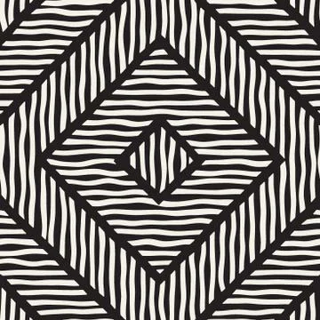 Vector seamless hand drawn pattern. Zigzag and stripe rough lines. Tribal des Stock Illustration