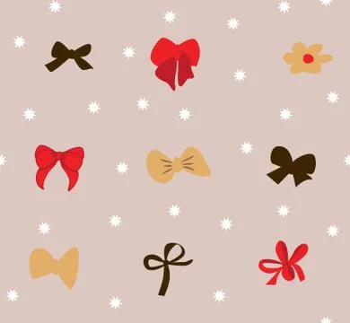 Vector seamless hand drawn pattern with bows. Stock Illustration
