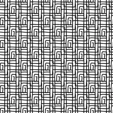 Vector seamless hand-drawn pattern of arbitrary lines of the square. Stock il Stock Illustration