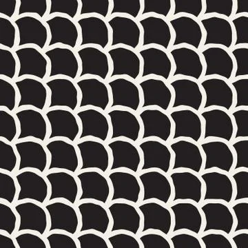 Vector Seamless Hand Drawn Rounded Lines Oriental Pattern Stock Illustration