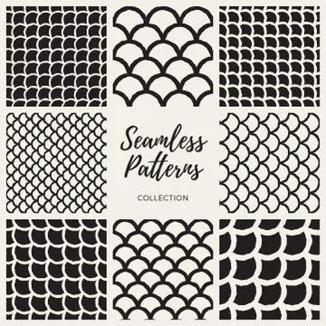 Vector Seamless Hand Drawn Rounded Lines Oriental Pattern Collection 库存插图