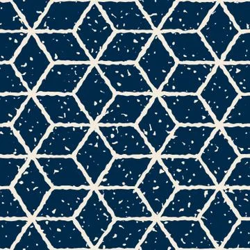 Vector Seamless Hand Drawn Star Shape Grunge Retro Pattern Stock Illustration