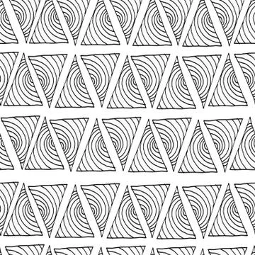 Vector seamless hand drawn triangle pattern. Stock Illustration