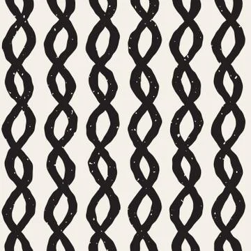 Vector Seamless Hand Drawn Vertical Braid Wavy Lines Grunge Pattern Stock Illustration