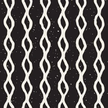 Vector Seamless Hand Drawn Vertical Braid Wavy Lines Grunge Pattern Stock Illustration