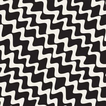 Vector Seamless Hand Drawn Wavy Diagonal Stripes Pattern Stock Illustration