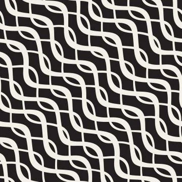 Vector Seamless Hand Drawn Wavy Lines Lattice Pattern Illustrazione stock